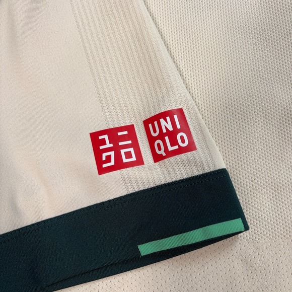 Uniqlo Roger Federer Tennis Polo Men's L Cream RF 2021 Doha Dubai Qatar Henley - Picture 8 of 16